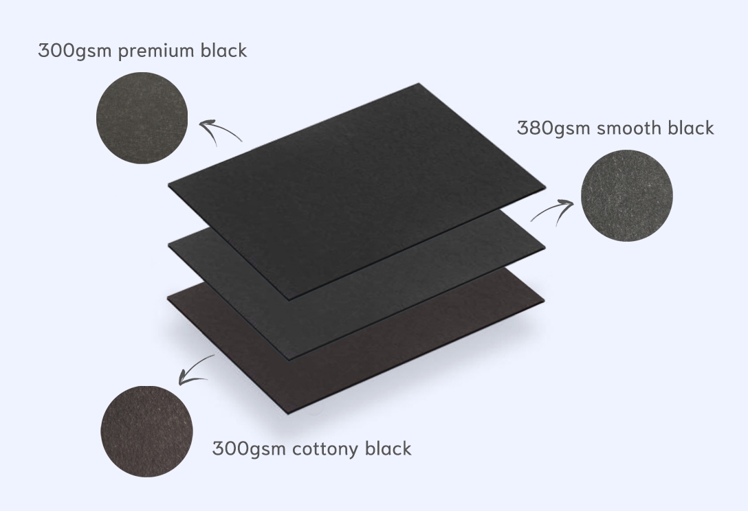 material - 3 types of posh black name card